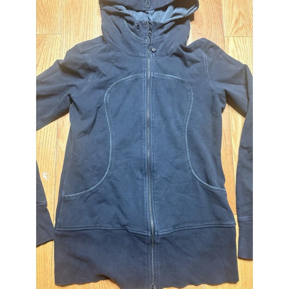 Lululemon Womens Scuba Hoodie Sweatshirt Full Zip Long Sleeve Size 12 Black